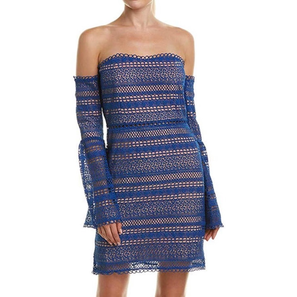 Foxiedox Off Shoulder Lace Knit Sheath Dress